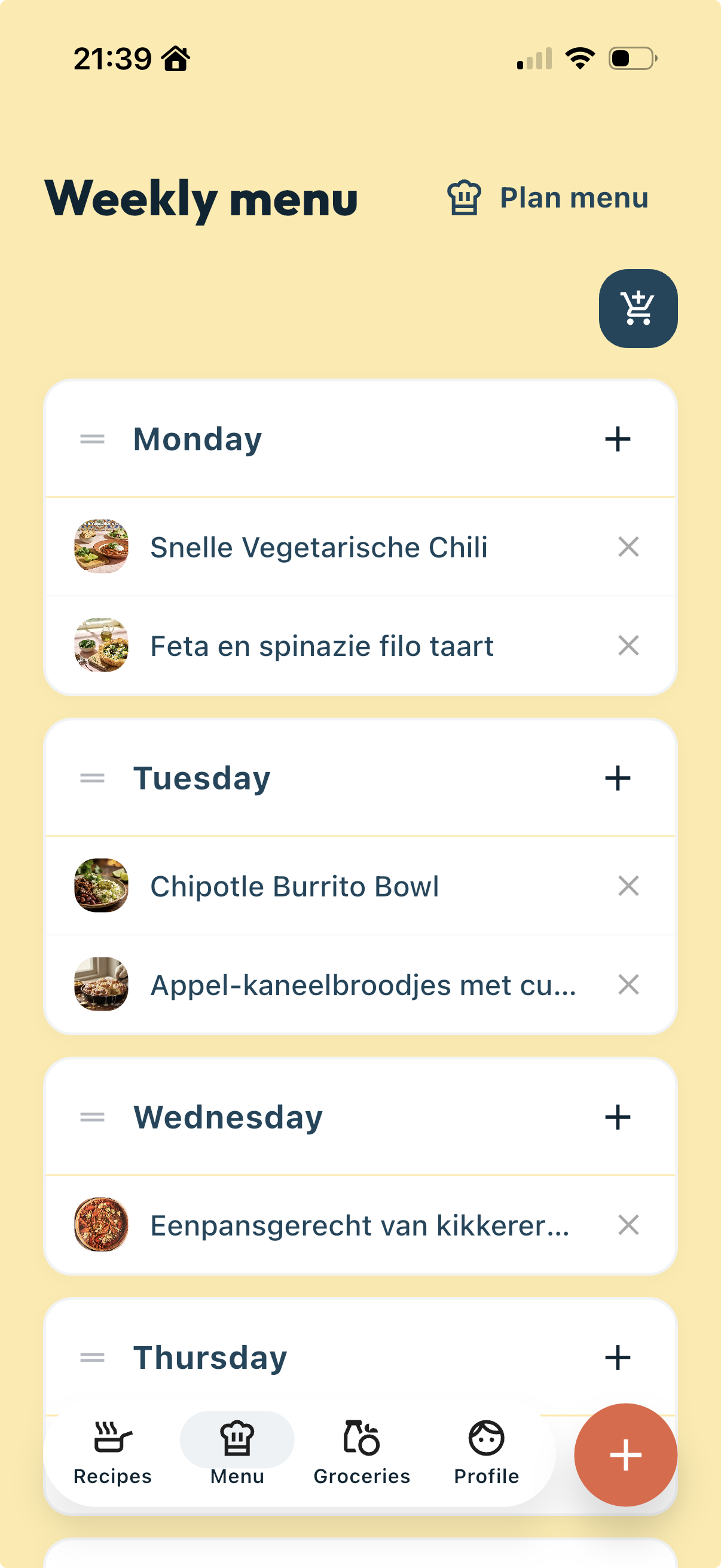 Your weekly menu